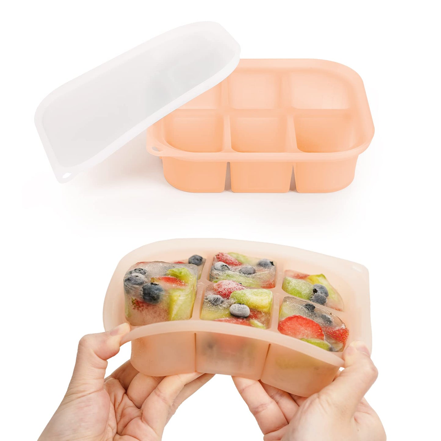 haakaa Bandeja de silicona para alimentos para bebés, 4 meses + bebé, Molde de comida casera para bebés, Bandeja congeladora de alimentos frescos para bebés, Bandeja para cubitos de hielo
