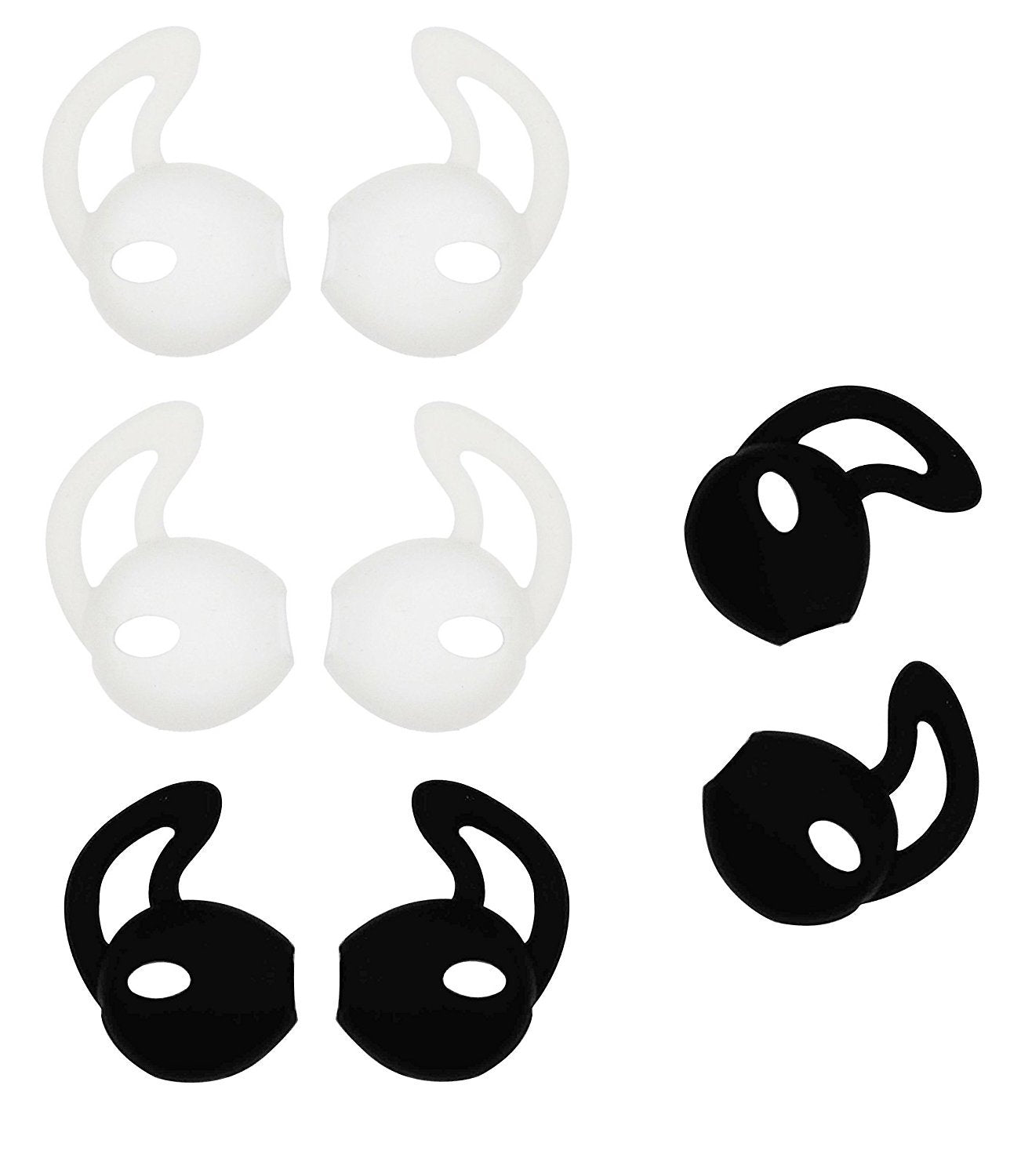 ALXCD Ear Gel for iPhone Earpods, Ear Buds Tips, 4 Pair Anti-slip Soft Silicone Replacement Earbud Tips for Earphone of iPhone7 SE 6s iPhone 6s Plus 5s [Sport](Black/White)