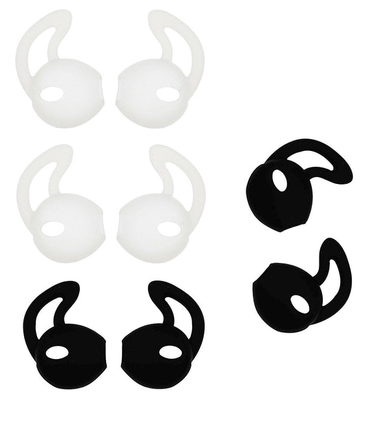 ALXCD Ear Gel for iPhone Earpods, Ear Buds Tips, 4 Pair Anti-slip Soft Silicone Replacement Earbud Tips for Earphone of iPhone7 SE 6s iPhone 6s Plus 5s [Sport](Black/White)