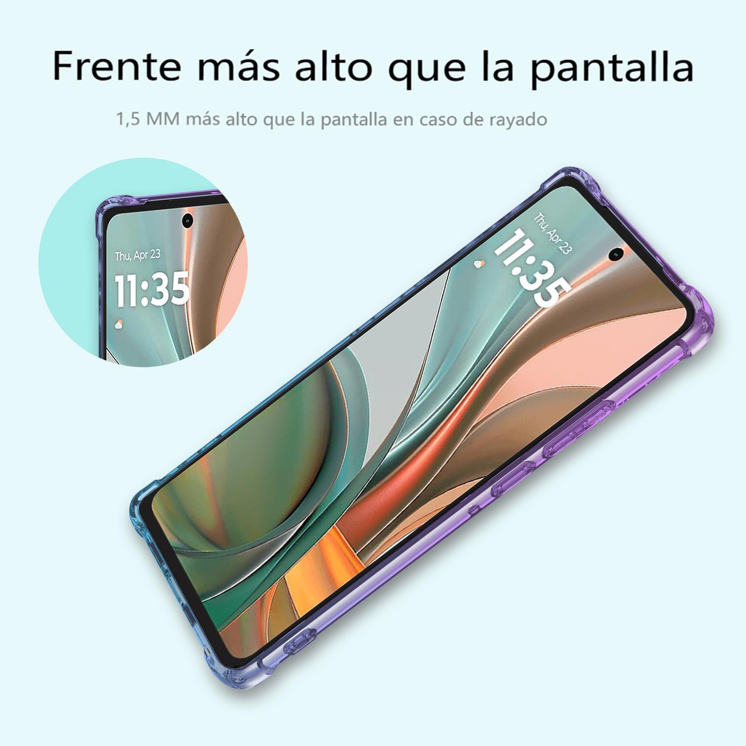 DABUNA Funda para Motorola Moto G75 5G Case Uso Rudo,Transparente Colores Degradados Protectora de Cámara Anticaída Carcasa Bumper(Púrpura Azul)
