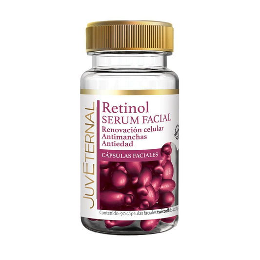 JUVETERNAL Cápsulas Faciales de Retinol 90 cápsulas Twist-Off Antimanchas, Antiedad y Rejuvenecimiento de la Piel