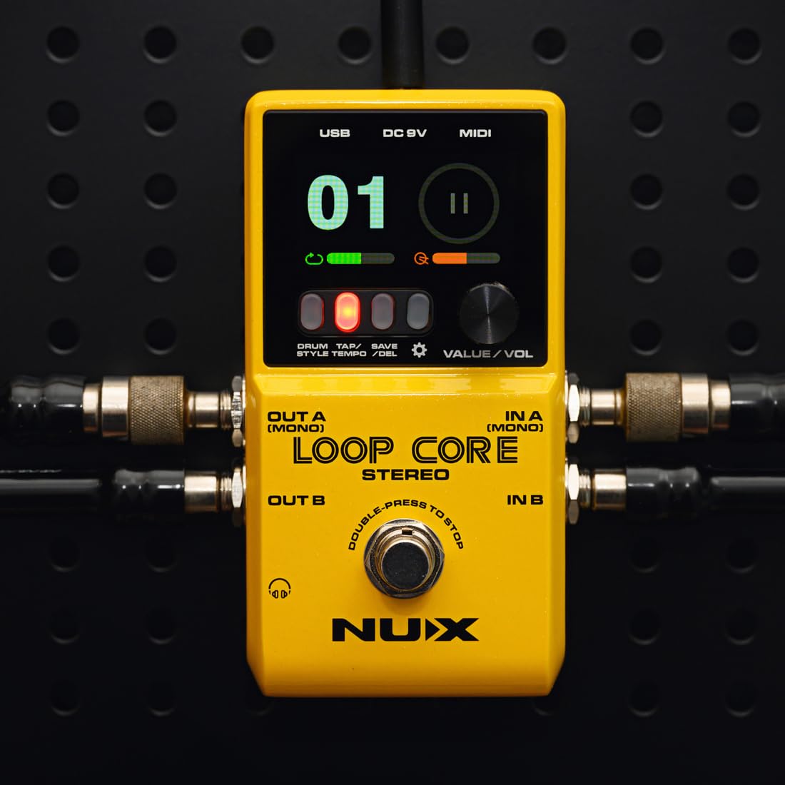 NUX Loop Core - Pedal estéreo para guitarra de 6 horas de tiempo de grabación, audio estéreo, control MIDI, simulación de cabina para salida a mezclador.