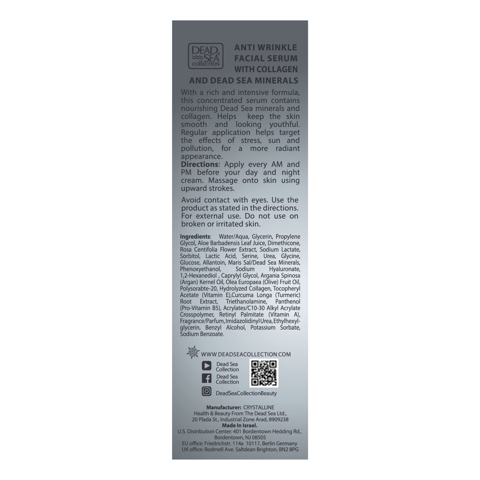 Dead Sea Collagen Anti Wrinkle Facial Serum 1.01 oz
