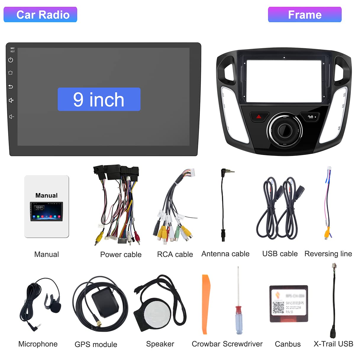 Android 12 [2G+64G] Radio estéreo de coche compatible con Ford Focus 2012-2017, navegación GPS integrada CarPlay Android Auto Bluetooth WiFi SWC Unidad principal auto