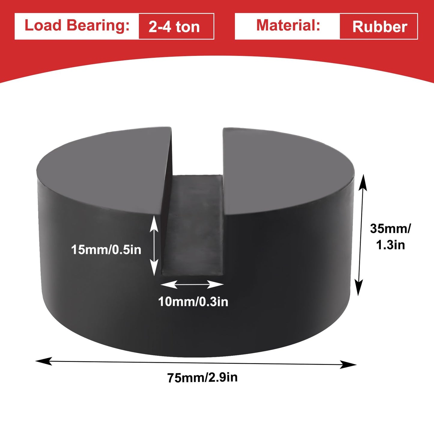 Toolly Paquete de 4 adaptadores universales de goma para gato, 2 a 4 toneladas de marco ranurado de piso con ranura en V y estilo redondo para soportes de gato de coche de alta elevación