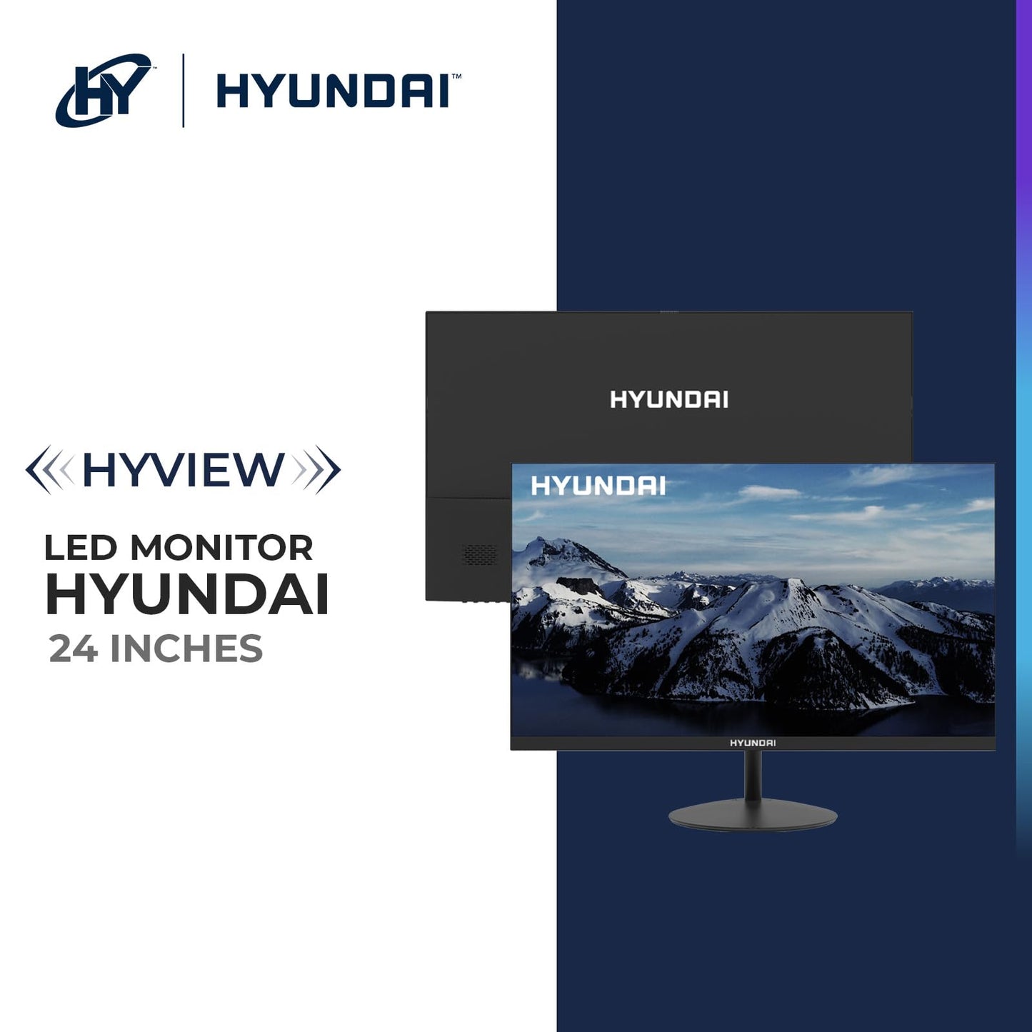 HYUNDAI View 24” Monitor de Oficina, VA 1920x1080p, 60Hz, OD 5 ms, Diseño Delgado, HDMI Incluido - Negro