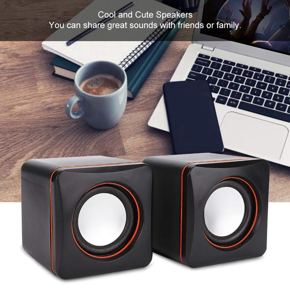 Oumij Altavoces de La Computadora Mini Cube USB Stereo 3.5mm Jack Altavoz con Cable para Computadora de Escritorio PC Portátil Altavoces Portátiles de Escritorio(Dual Track)