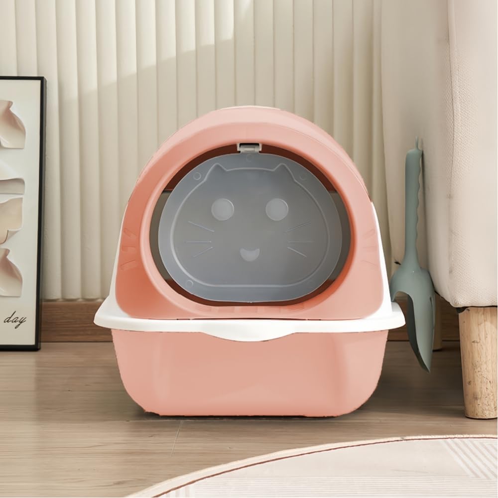 Caja de Arena con Capucha BAIWOLF Rosa Antisalpicaduras para Gatitos