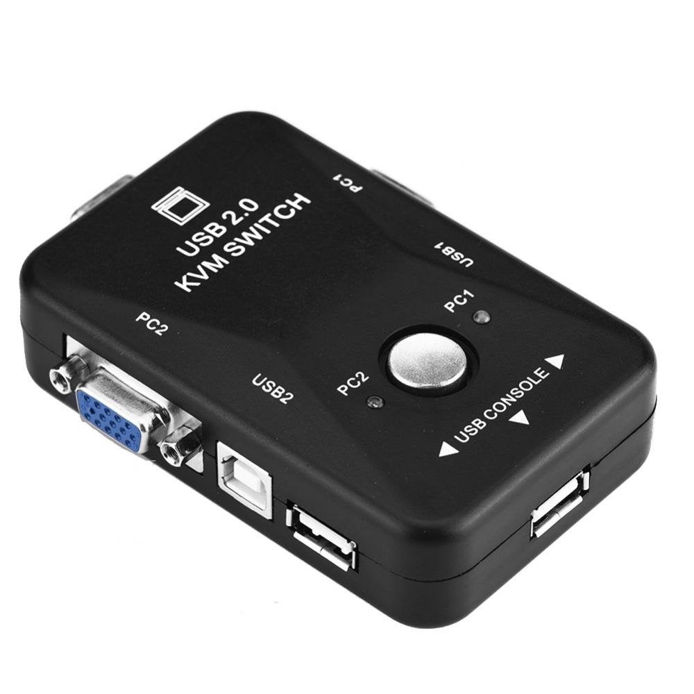 Fosa 2/4 Puertos Conmutador KVM VGA Conmutador Manual Adaptador de conmutador de Intercambio de Video USB 2.0 para Dos, Win3X, Win95 / 98 / 98SE / 2000 / ME/X(2 Puerto)
