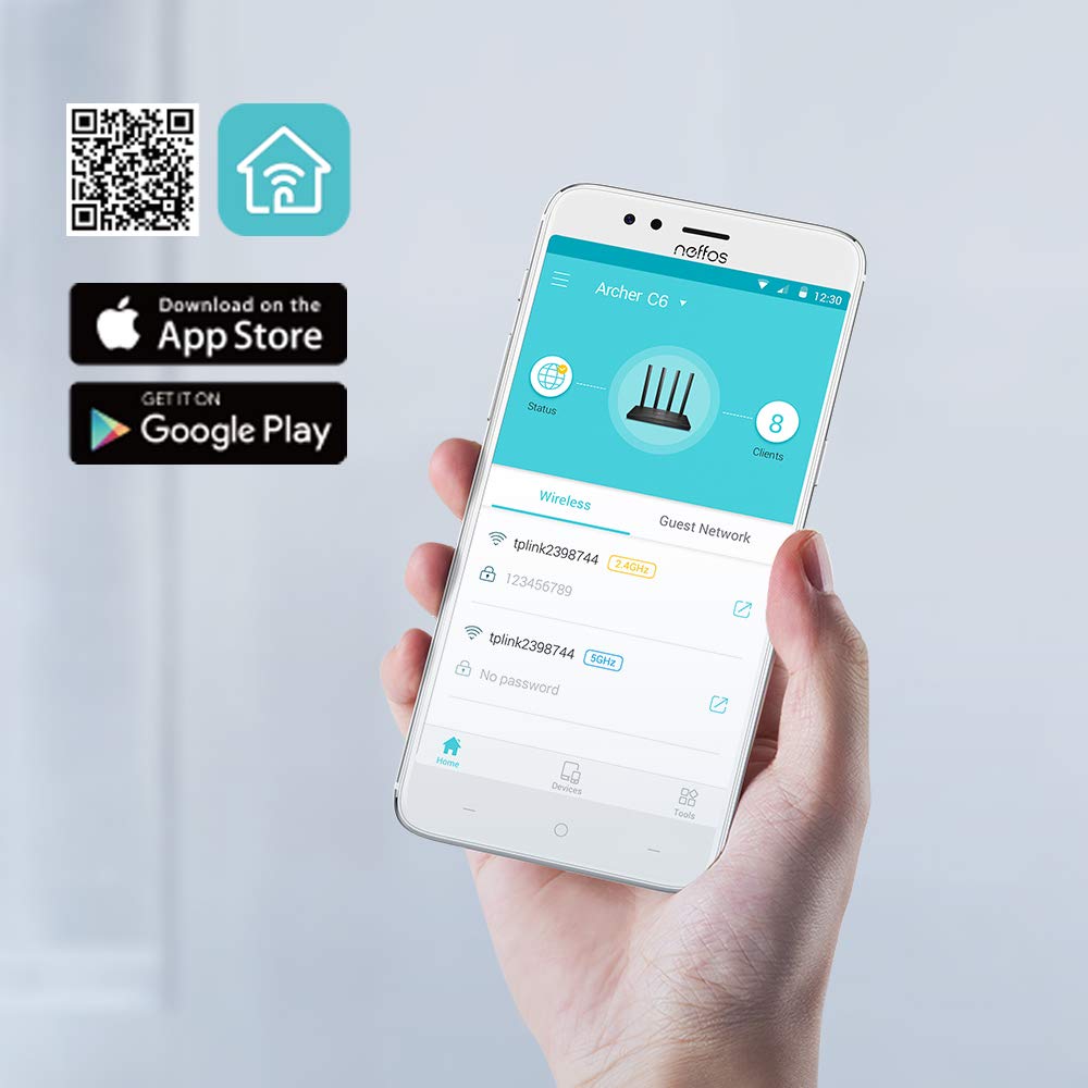 TP-LINK Archer C6, Router Wi-Fi Gigabit de Doble Banda, 1167Mbps, 4 Antenas externas