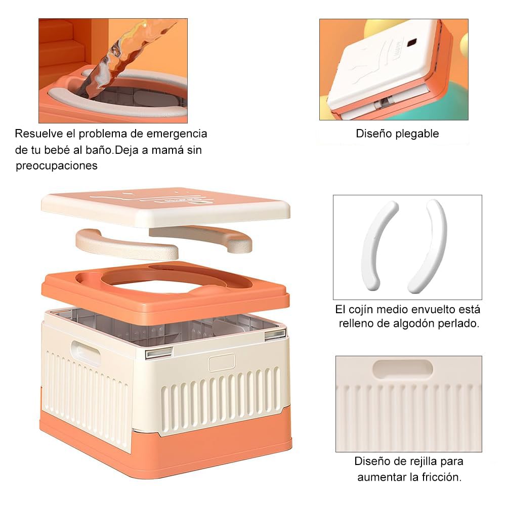 Orinal De Viaje Portátil Para Niños,Orinal plegable para niños,Asiento Entrenador Baño para Niños con 3 rollos de bolsa de limpieza de viaje,Adecuado para viajes,Coche,Camping,Parque (verde)