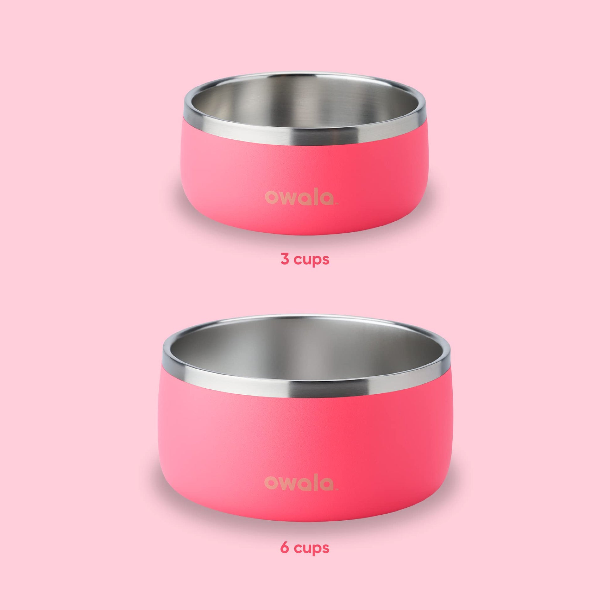 Tazón para Mascotas Owala Rosa Base Antideslizante Acero Inoxidable 24 Onzas