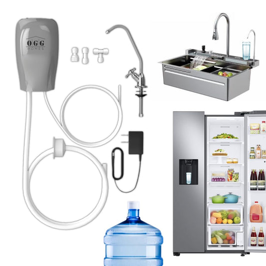 OGG HOMES Dispensador Automatico para refrigerador Duplex con Llave de tarja | Bomba de Agua 2 Funciones en 1 I Refrigeradores Dispensador Hielo Despachador Cocina
