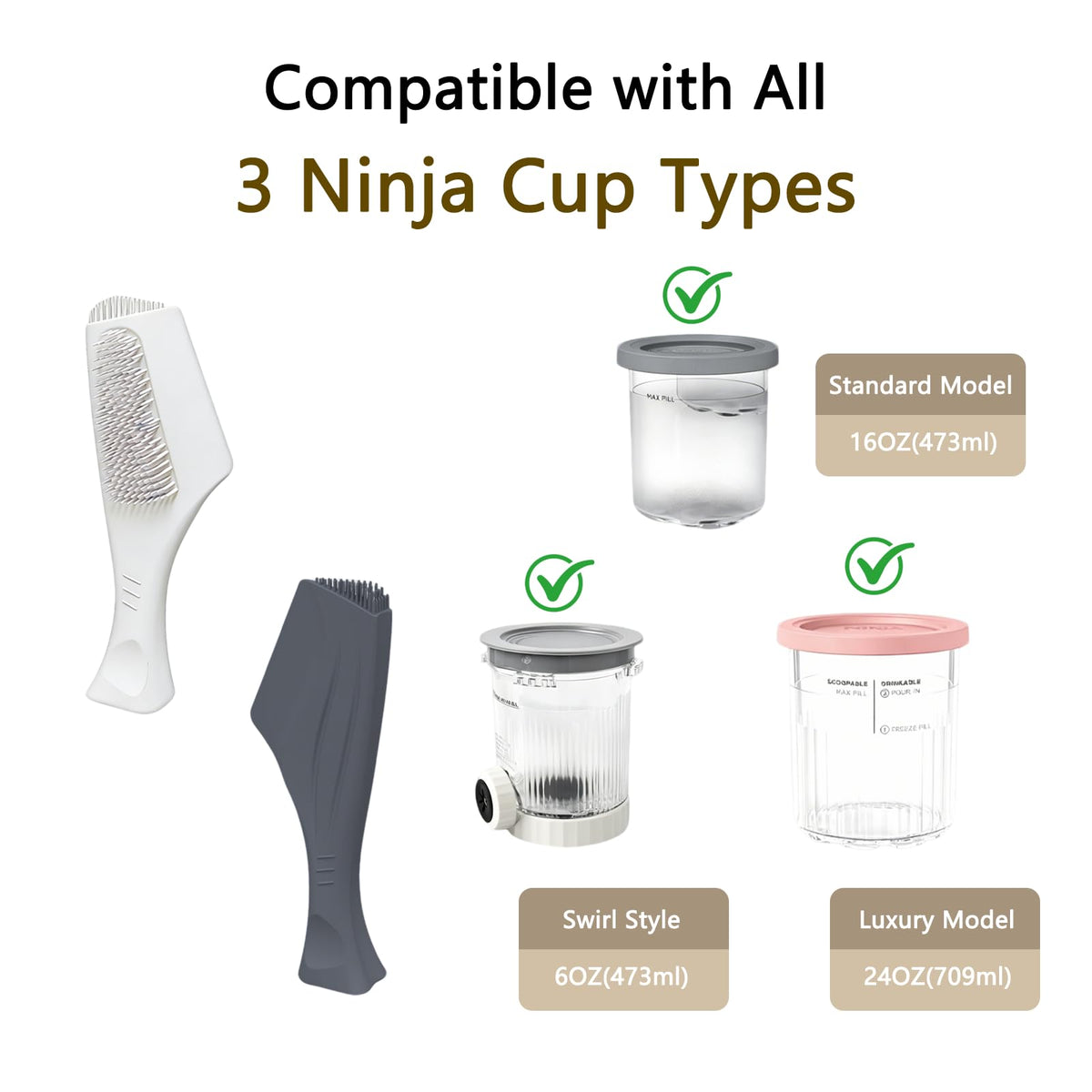 cepillo para polvo de limpieza para tazas de helado Ninja Creami (gris)