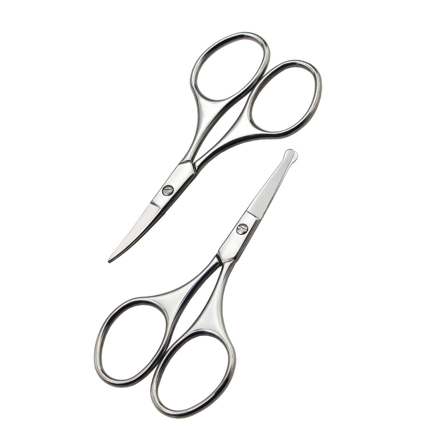 Motanar - Tijeras de punta redonda de 3.4 pies para recortar el cabello, cejas, barba, bigote, multiusos, redondo, herramienta de cuidado del cabello, para hombres, mujeres y bebés (kit plateado)