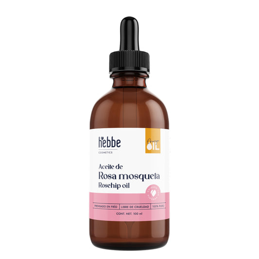 HEBBE Aceite De Rosa Mosqueta 100 Ml |Regenerador Cosmético | Ayuda A Mejorar La Apariencia De Manchas Y Marcas | Nutre Piel Seca Y Sensible | Uso Facial y Corporal