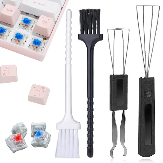 4 Piezas Extractor de Teclas Extractor de Metal Acero Inoxidable Removedor de Teclado con Cepillo para Teclado Herramienta Imprescindible para Teclado y Limpieza del Hogar de Teclado Fijación (4 pcs)