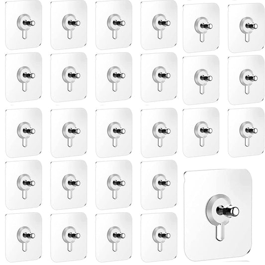 Colgar Cuadros Sin Clavos,Clavos Adhesivos sin Tornillos,Clavos Adhesivos para Pared, Impermeable Y Transparente,Muy Adecuado Para Instalar En Sala De Estar,Dormitorio,Baño y Cocina(30 Piezas)