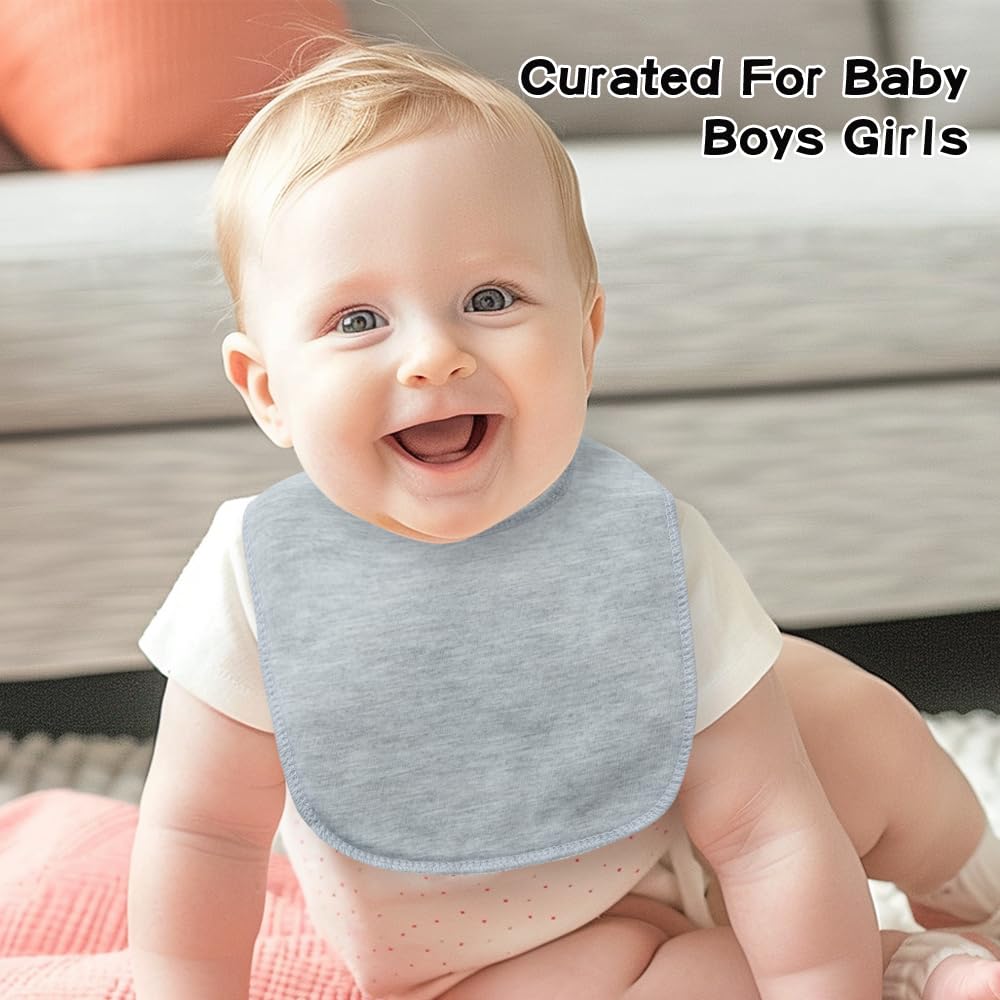 lazyrhino - Paquete de 8 baberos unisex ajustables con broches de presión ultra suaves y absorbentes para la dentición para niños y niñas (gris, paquete de 6)