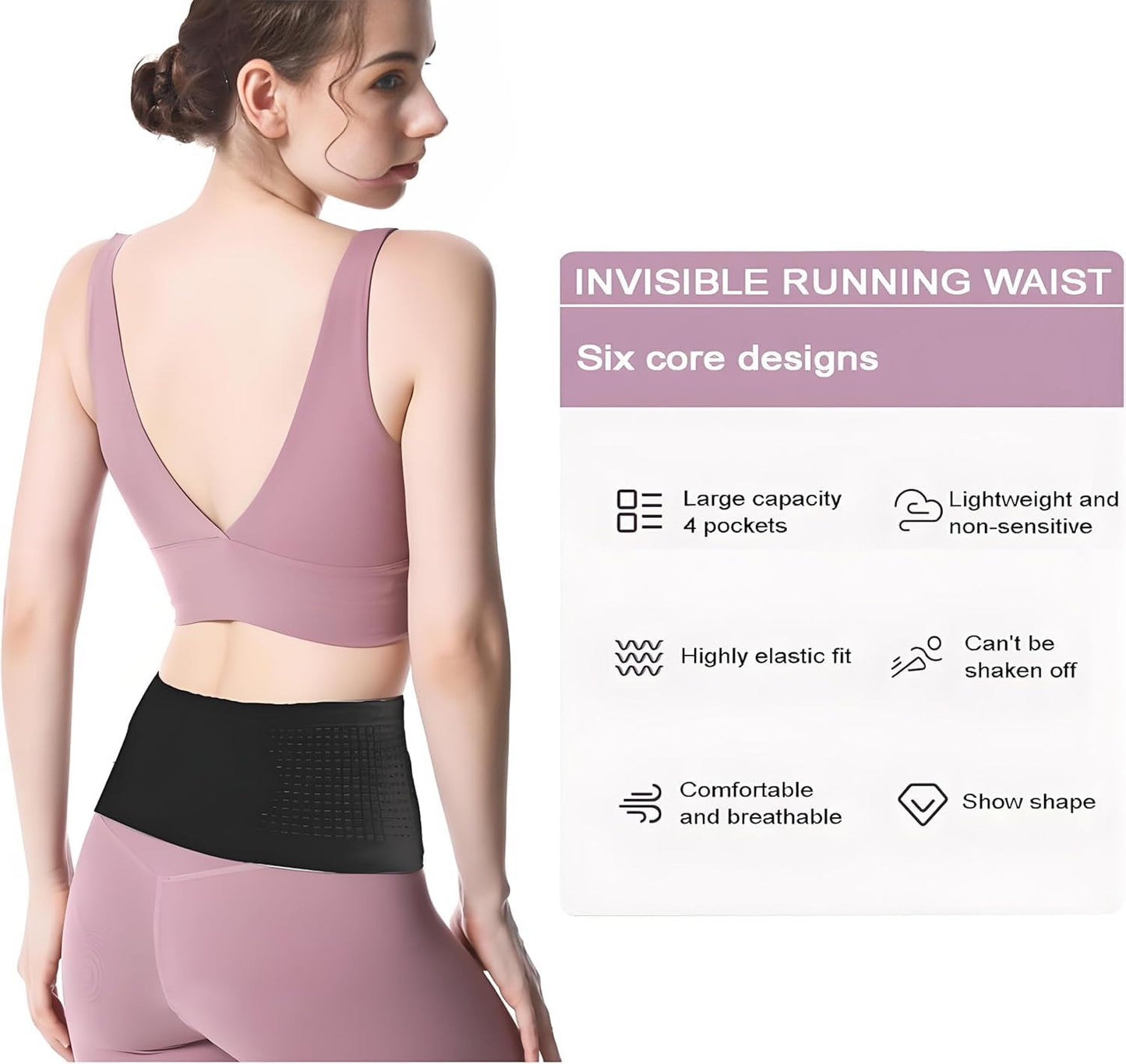 LBYHZS Riñonera para Correr, Cangurera Deportiva Elástica, Riñonera Delgada Ajustable, Cangurera para Correr para Hombre y Mujer, Ideal para Ciclismo, Trotar, Running, Gimnasio, Viaje (L)