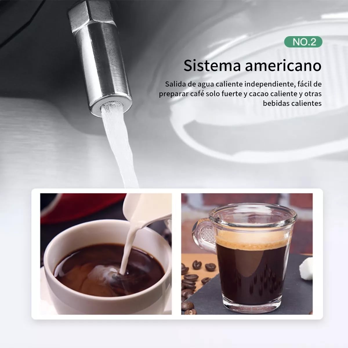 Gemilai Cafetera Espresso 15 Bar con Espumador de Leche, Máquina de Café Multifuncional con Control de Un Solo Toque y Sistema de Calentamiento Rápido, Ideal para Espresso, Capuchino y Más G3605
