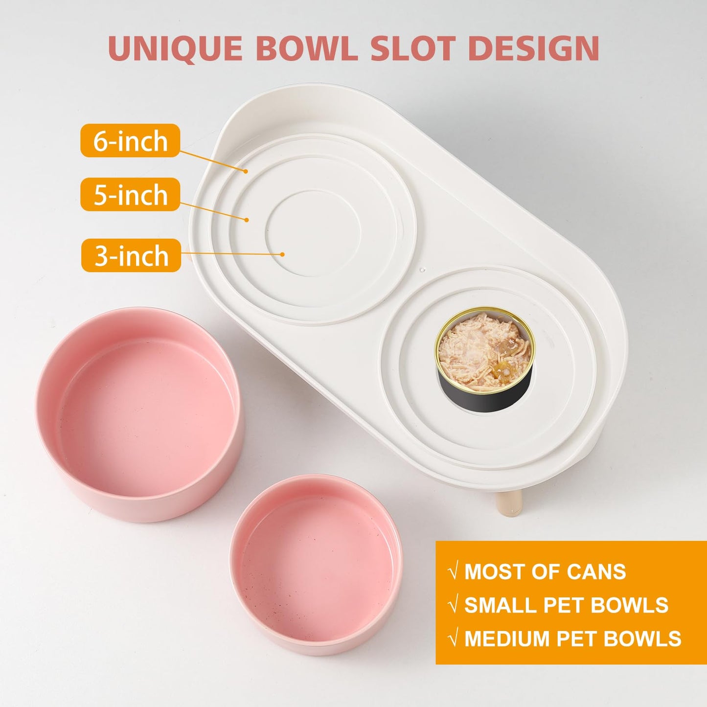 Cuencos Elevados para Perros Pequeños y Medianos - Set Doble Cerámico 850ml x 2 - Soporte Antideslizante con Protector Antisalpicaduras - Moderno, Rosa