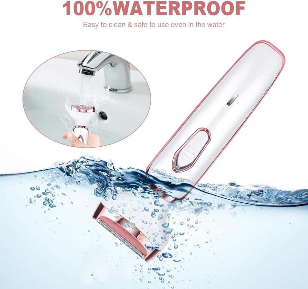 Depiladora Electrica Mujer,Rasuradora Mujer, Portátil Sin Dolor 4 En 1 Navaja De Afeitar Para Mujeres, USB Recargable，Afeitadora femenina sin dolor para el vello facial, cejas, axilas y zona del bikini. (rosa)