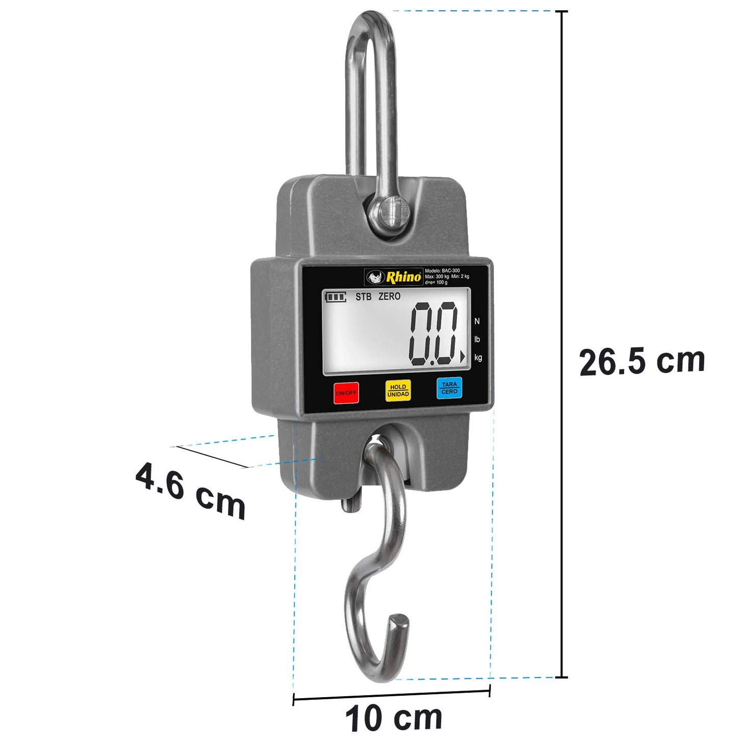 Báscula Digital RHINO Naranja Ideal para Uso Rudo 300 kg Lecturas Congeladas