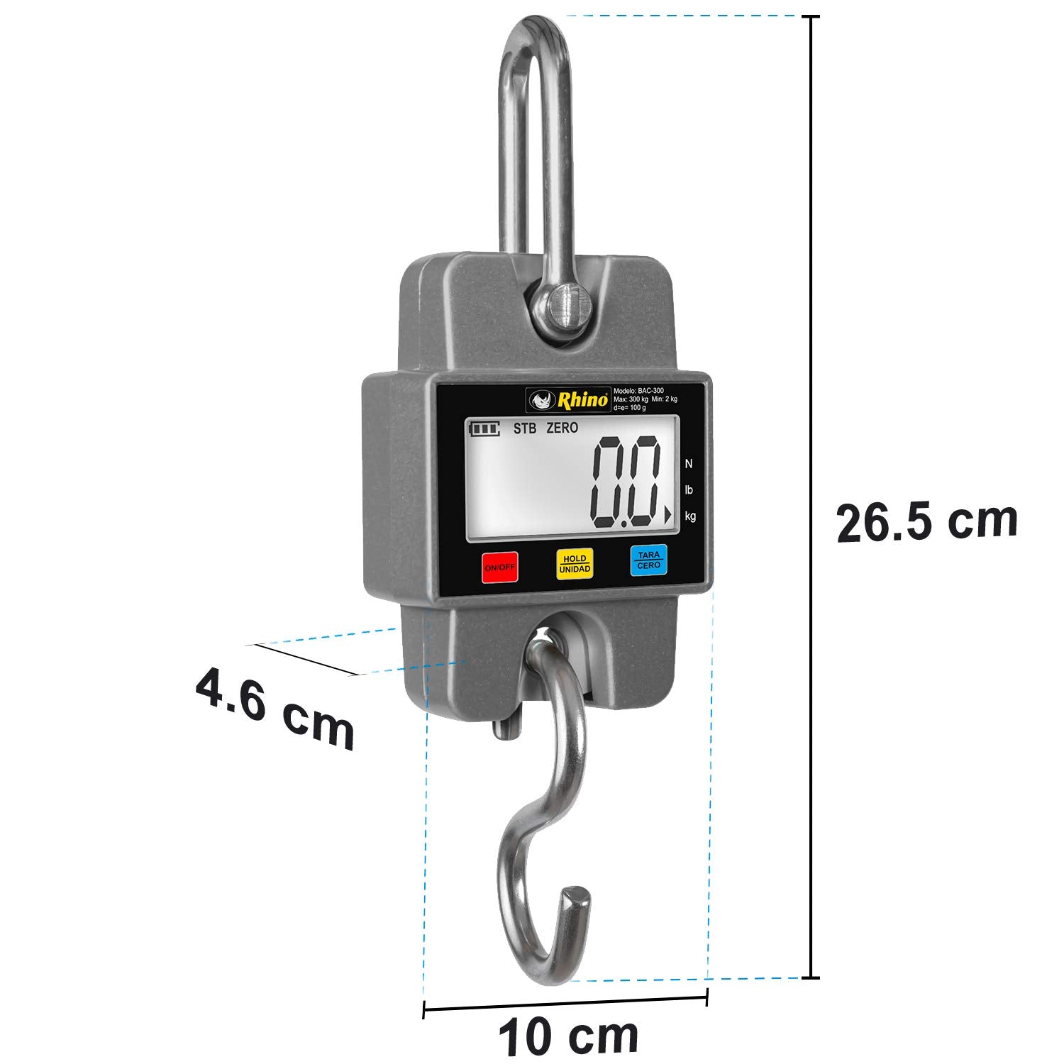 Báscula Digital RHINO Naranja Ideal para Uso Rudo 300 kg Lecturas Congeladas