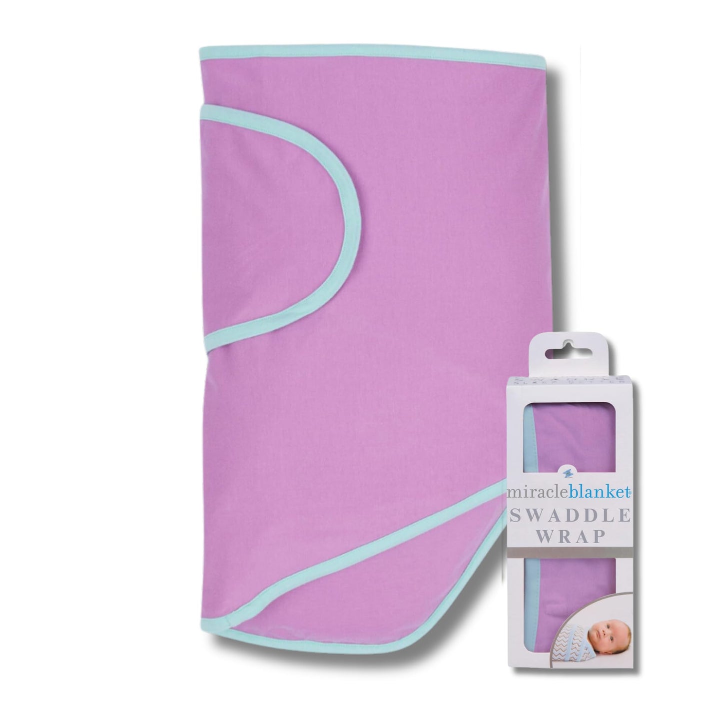 Miracle - Manta Envolvente para Dormir – Ayuda a tu recién Nacido más Tiempo – Saco de Dormir Suave y Seguro para bebés – Manta de Envolver fácil de Usar para un bebé Tranquilo (Morado con Ribete de