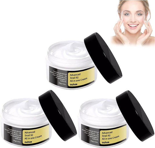 Pack of 3 Hydrating Snail Cream Jars - Natural Ingredients - Cruelty-Free - Daily Skin Care for Youthful and Radiant Skin - Moisturizer for Women - 100g Each - Shop Online Now