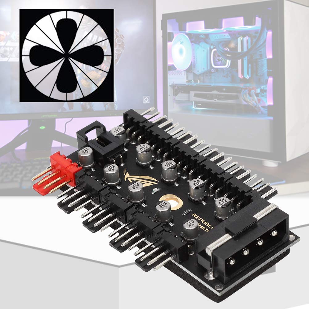 Hub de Ventilador de PC Wendry Negro con Placa Base de 10 Canales PWM
