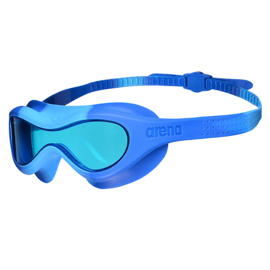 ARENA - Máscara de natación unisex para niños y niñas de 2 a 5 años, lente antivaho sin espejo, correa fácil de usar, vista amplia y ajuste cómodo, azul claro/azul