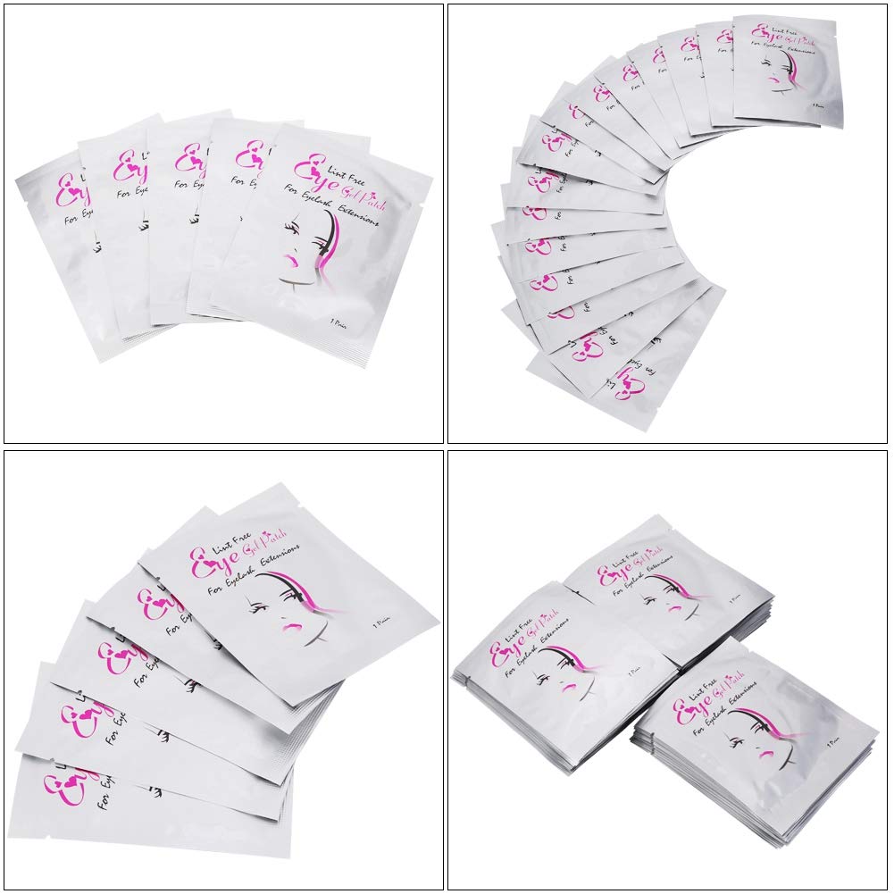 50 Pares De Parches De Extensión De Pestañas, Almohadillas De Gel Hidrogel Para Pestañas, Cinta Y Pegatinas Para Permiso Y Tintado