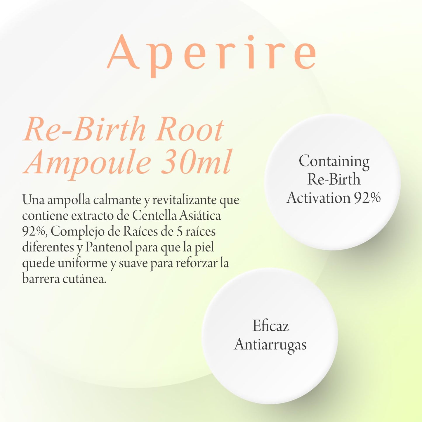 Serum Coreano Super Origin Rebirth Root Aperire 30ml | Hidratación y Calma para Piel Sensible | Centella Asiática | Root Cureplex con 5 Raíces | Skin Care Coreano K-Beauty
