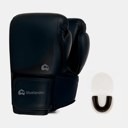 Bluelander Guantes de Boxeo 16 Oz, Ideal para Hombres y Mujeres, Guantes para Box, con Protector Bucal, Entremaniento, Absorción de Impactos y Correa de Velcro para Kickboxing y MMA