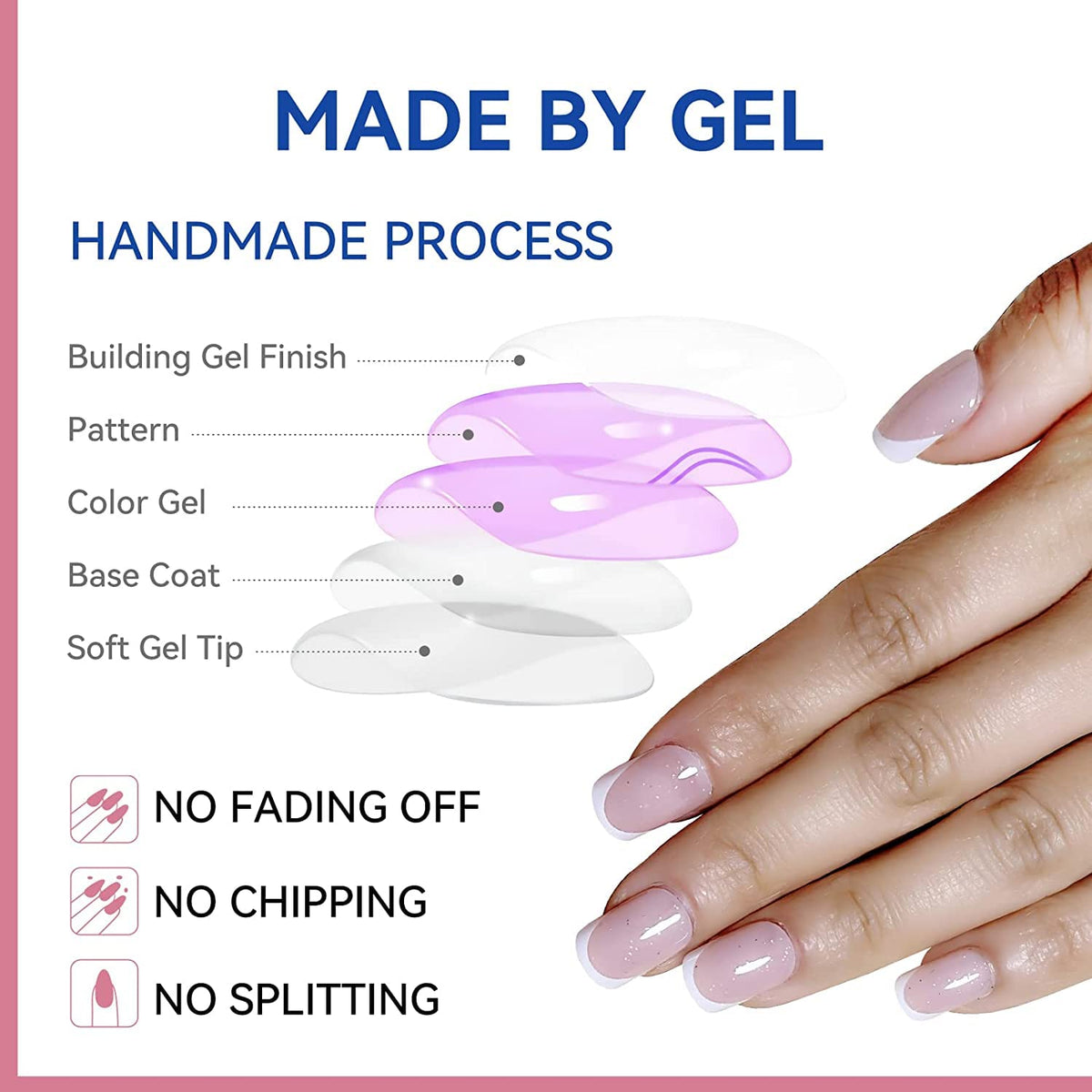 Lucoffeoi 24 Uñas Postizas De Presión, Diseño Mediano, 24 Uñas Acrílicas Redondas Y Cuadradas, Set De Uñas Adhesivas Con Pestañas Adhesivas Y Lima Para Uñas Para Mujeres, Niñas Y Niños.