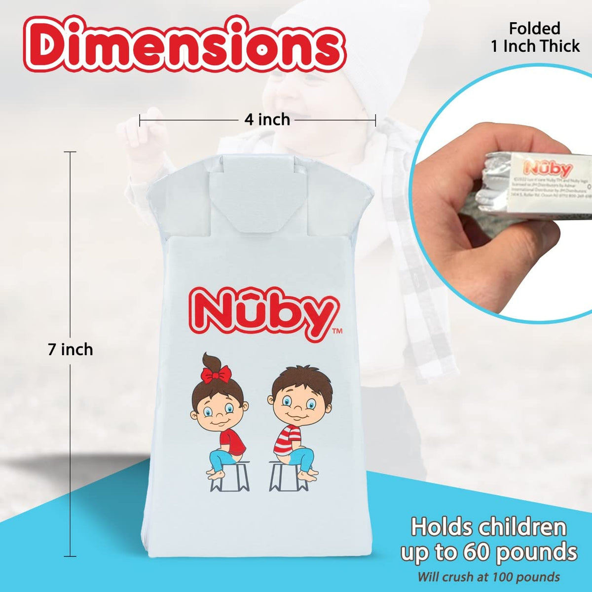 Nuby - Orinal desechable de viaje con forro - Orinal plegable y portátil; esencial para el baño de niños pequeños para campamento, viajes y paseos en coche - Orinal de viaje para niños pequeños,