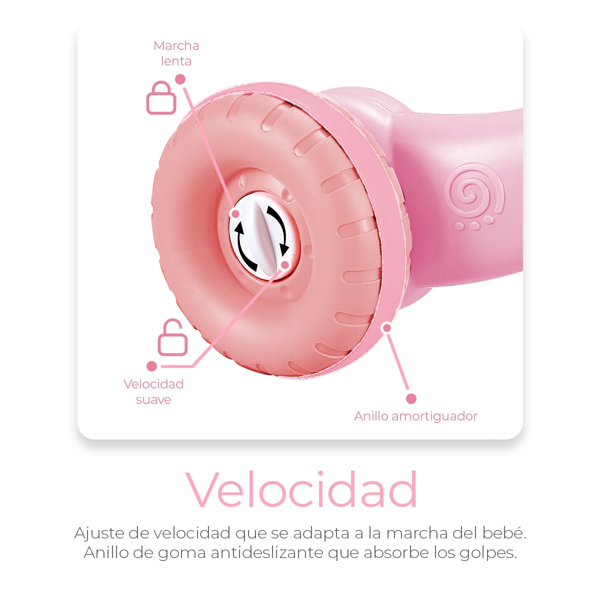 Andadera Musical Raganet Rosa 2 en 1 con Mesa de Actividades y Panel de Juego Extraíble para Bebés