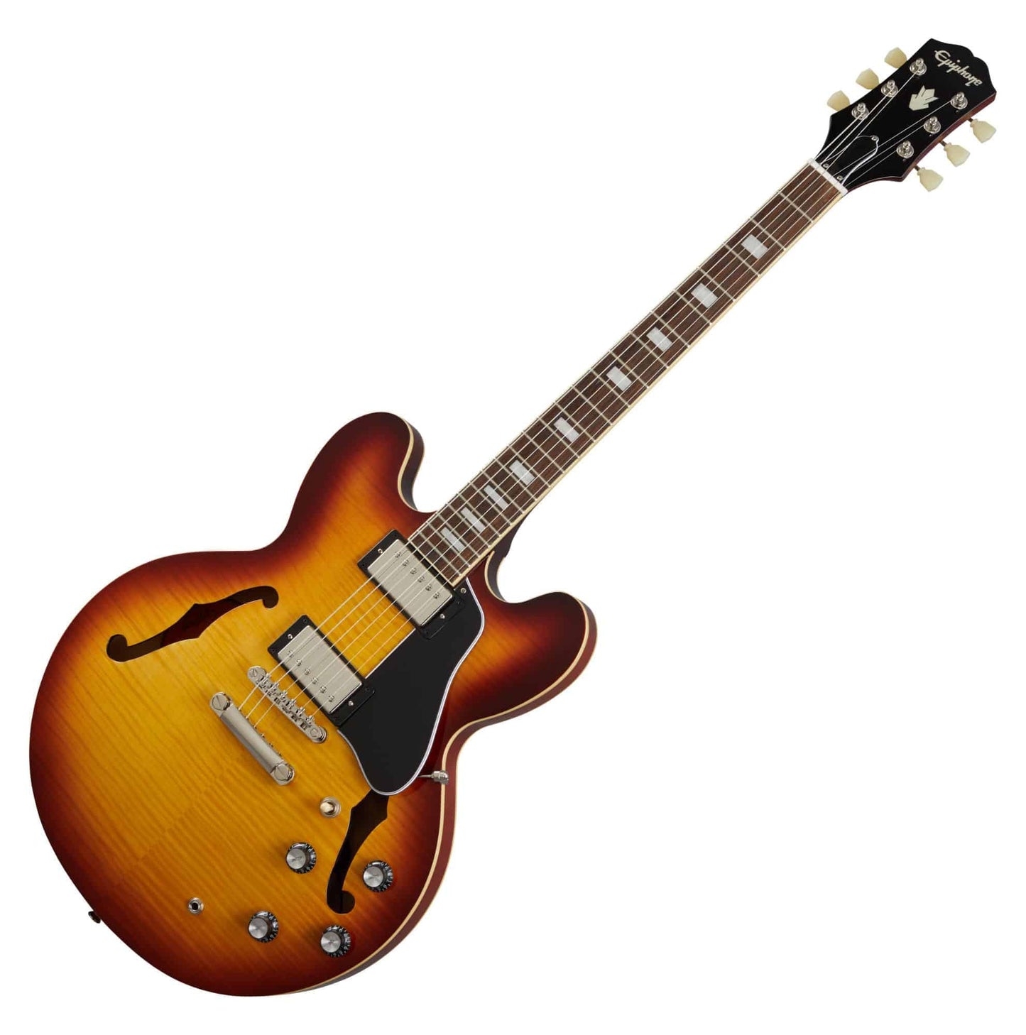 Epiphone - Guitarra eléctrica | ES335 | Parte superior con cifras | Cuerpo semihueco | Color ráfaga de té de frambuesa | Instrumentos musicales Guitarra eléctrica ES335