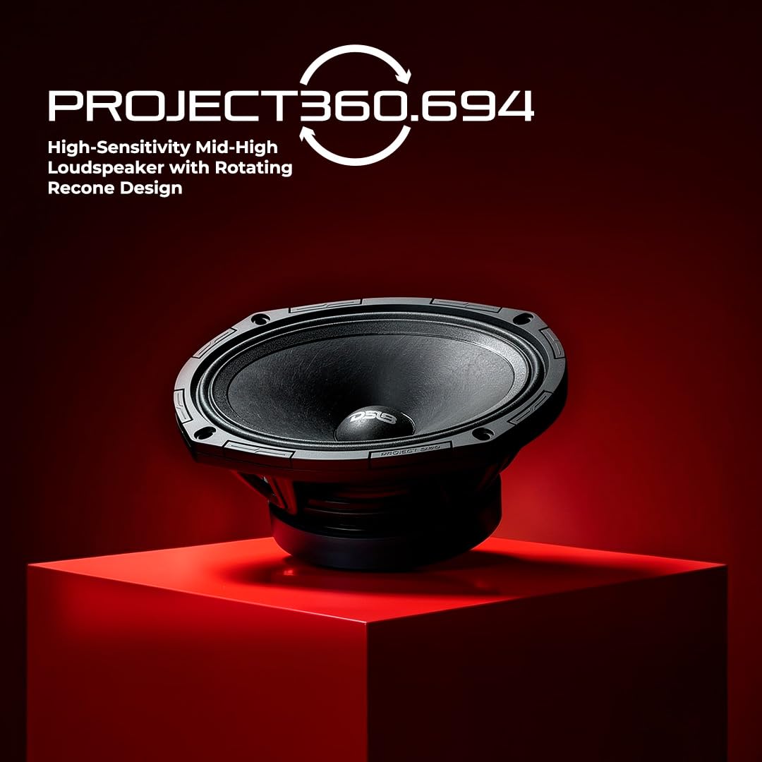 DS18 PROJECT360 Altavoz medio alto de alta sensibilidad de 6 x 9 pulgadas, 300 W RMS 4 ohmios, diseño giratorio de Recone para una reparación rápida