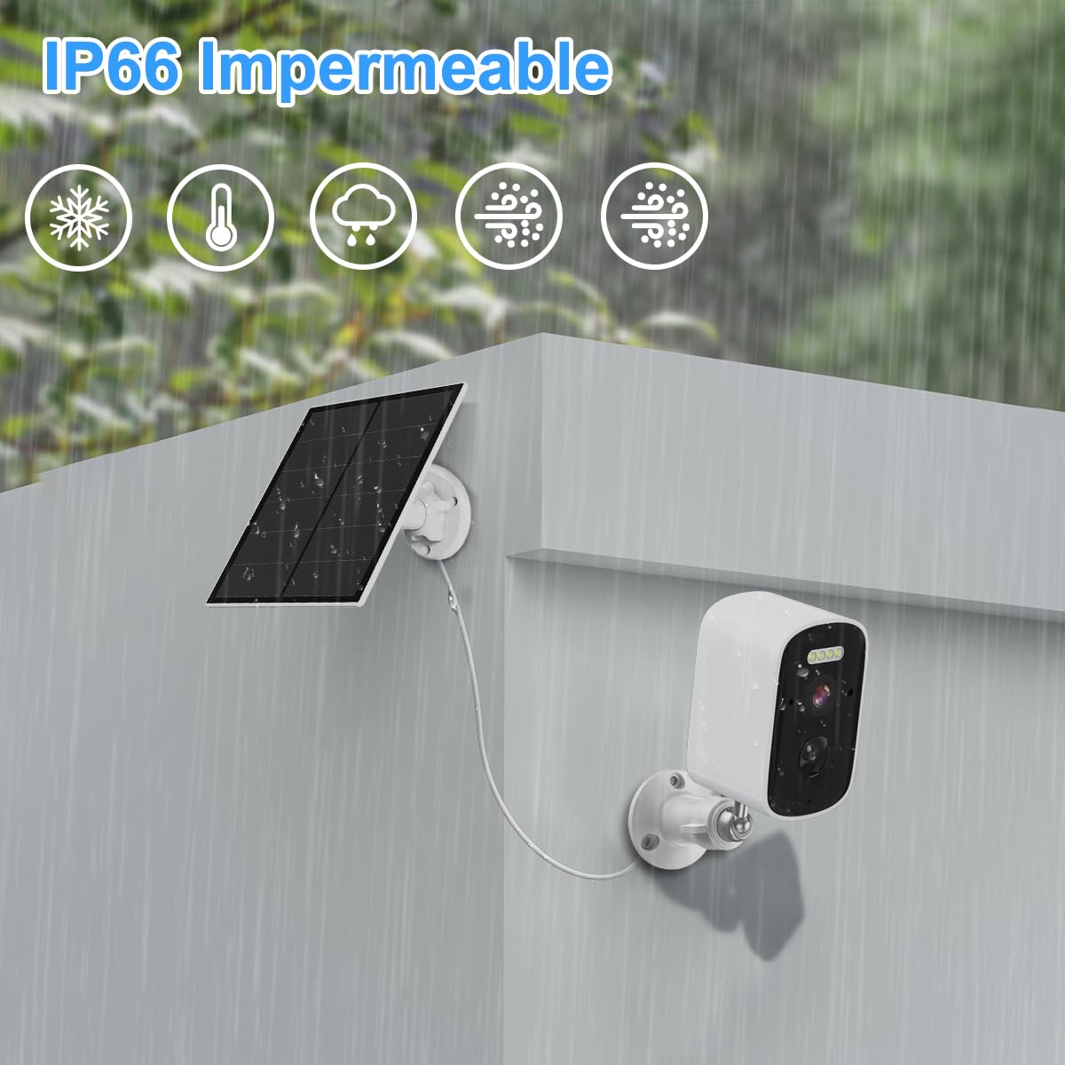 Cámara de Seguridad EASYTAO D21 Blanca Recargable con Batería y Panel Solar para Exteriores