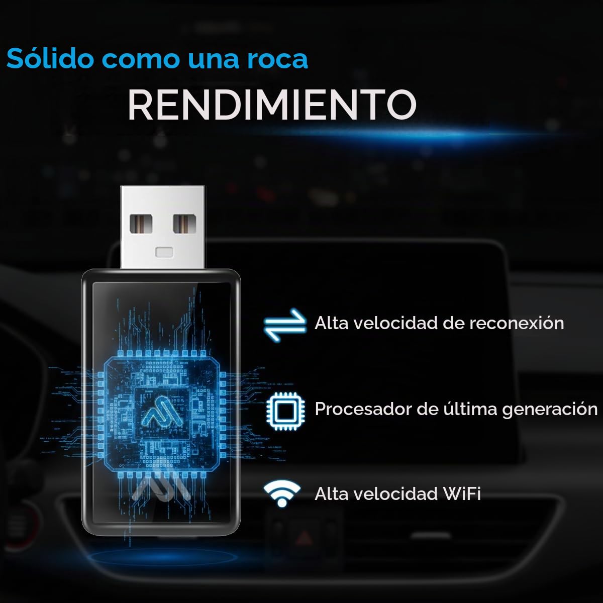 Adaptador Inalámbrico Carplay Autosky para iPhone Conexión Multiusuario Sin Latencia
