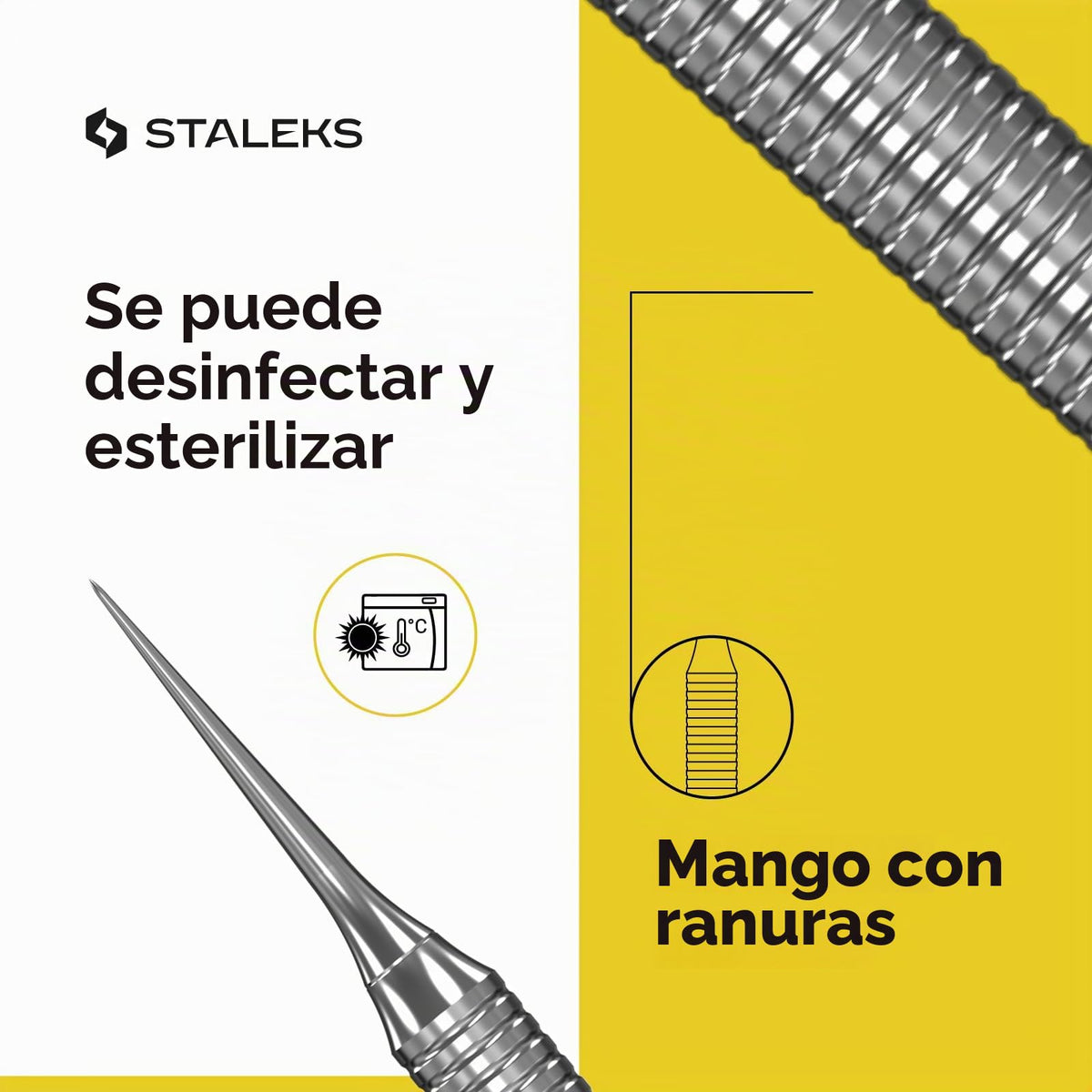 Staleks Pro Cosmetology Herramienta de doble extremo Expert 20 Tipo 4 - Una cuchara y aguja Vidal - Removedor de puntos negros de acero inoxidable - Herramienta extractor de espinillas