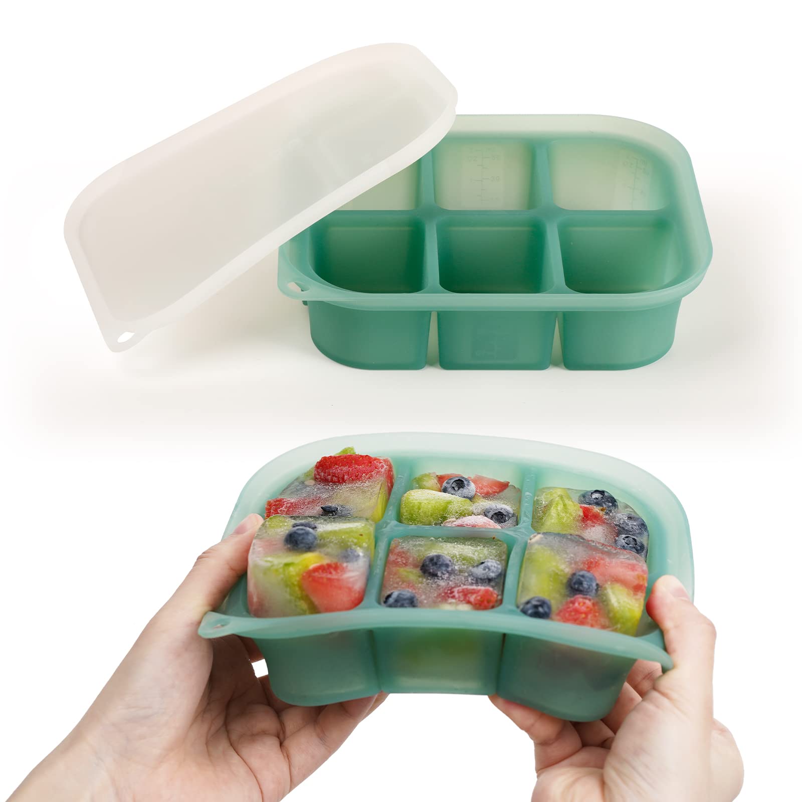 haakaa Bandeja de silicona para alimentos para bebés, 4 meses + bebé niño, Molde de comida casera para bebés, Bandeja congeladora de alimentos frescos para bebés, Bandeja de cubitos de hielo