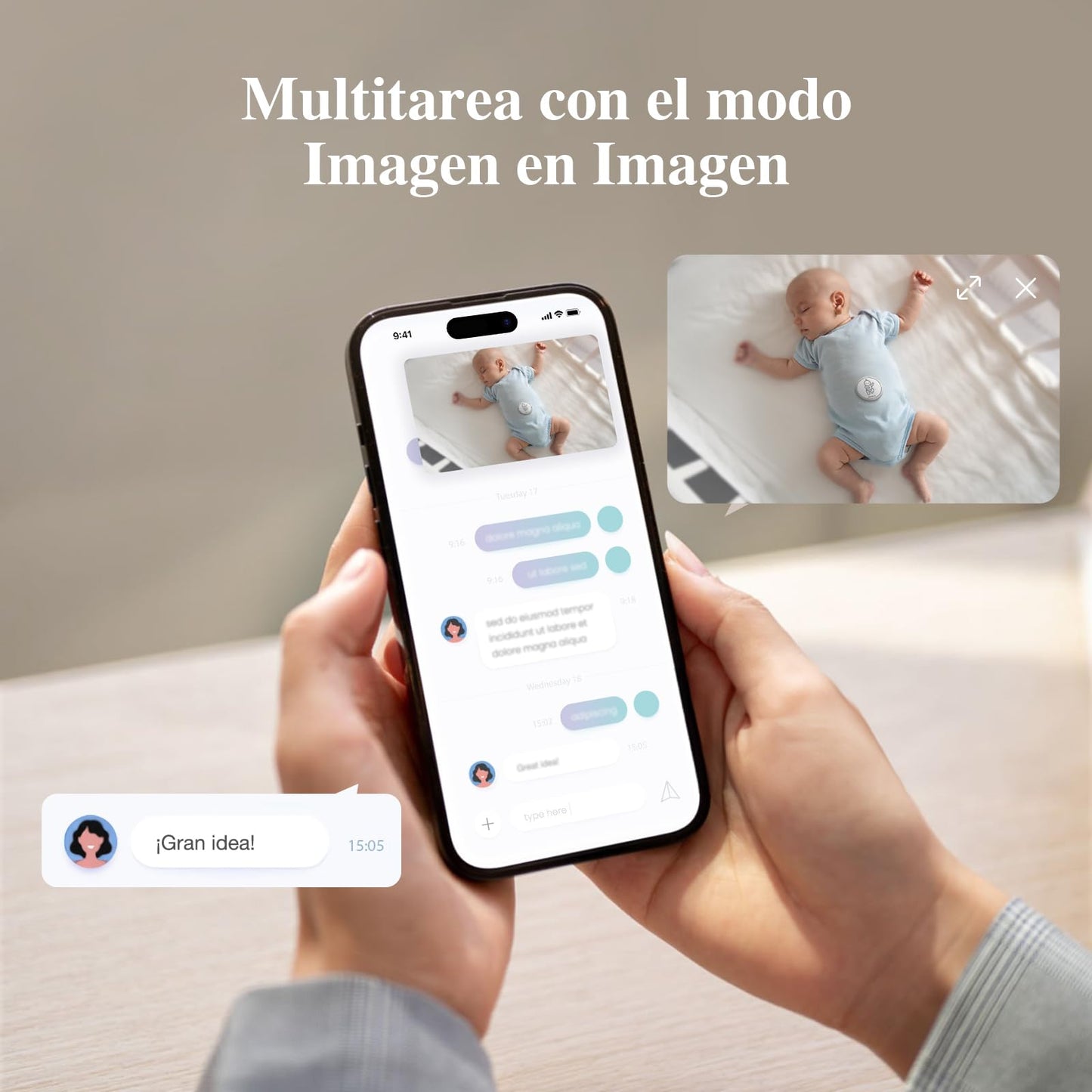 Monitor Inteligente para Bebés Sense-U Sin Sensor Blanco con Detección de Sonido