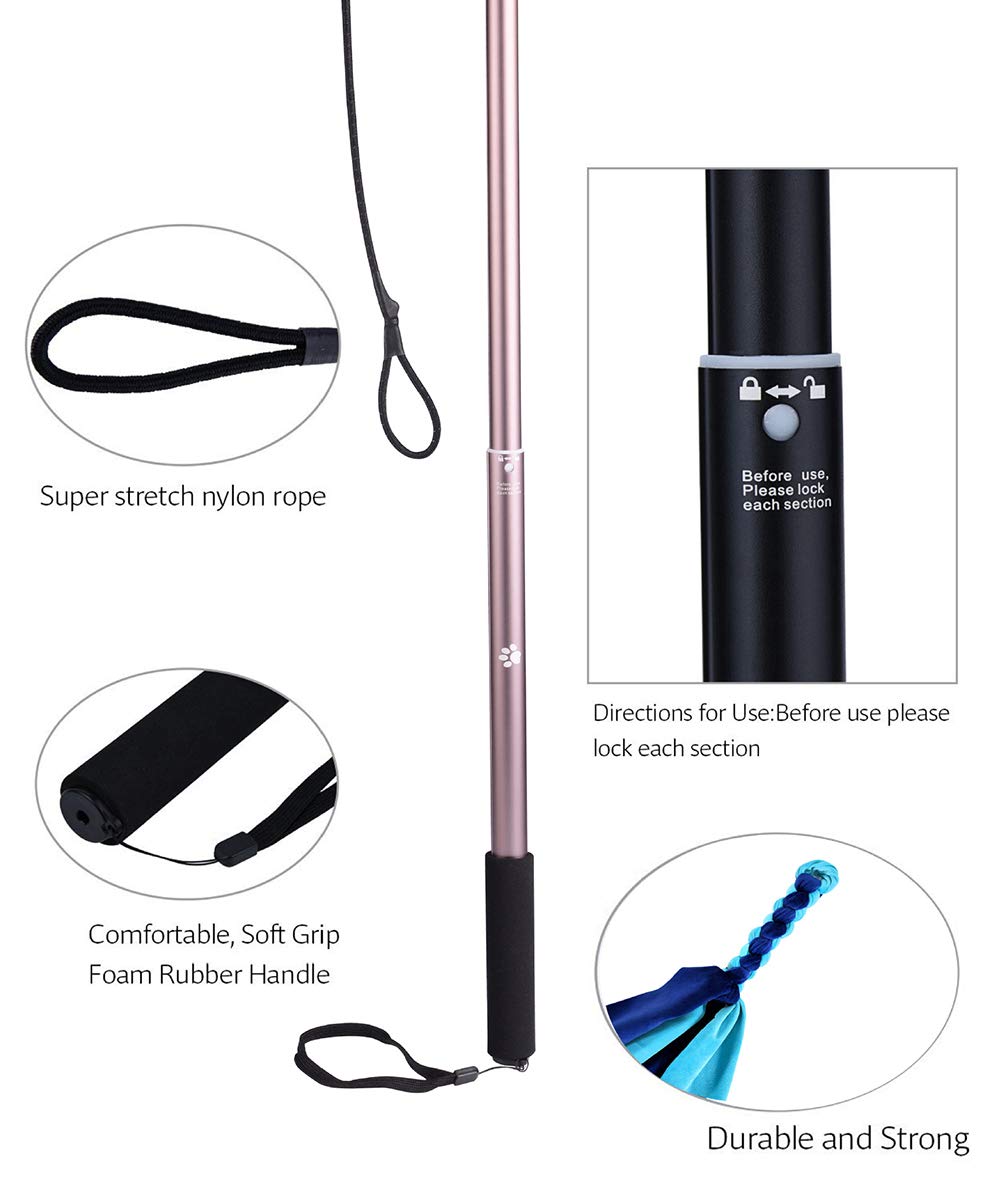 GoodsBeauty Poste de coqueteo para Perros – Poste de coqueteo Extensible con 2 señuelos de Forro Polar para Perros Entretenimiento al Aire Libre, Entrenamiento y Ejercicio, Nuevo café