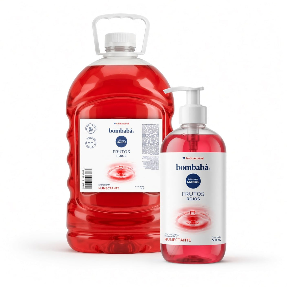 Bombabá - Jabón Líquido Manos Premium Bombabá Kit 4.5 Lt Con Dosificador - Fórmula Suave Para Lavado Frecuente - Para Baño, Cocina, Oficina y Negocio (Frutos Rojos)