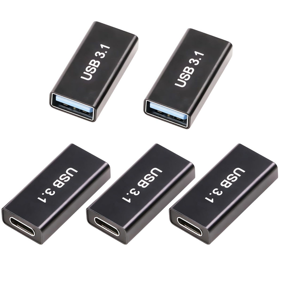 Adaptadores USB a C POHFP Alta Velocidad Bidireccionales Hembra 5 Piezas