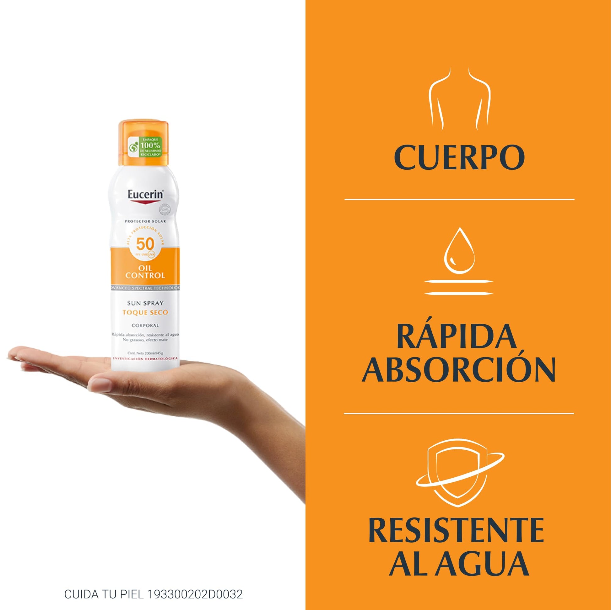 Protector Solar Corporal Eucerin Toque Seco FPS 50+ Spray